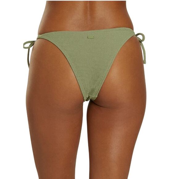Roxy Women's Essaouira Side Tie High Leg Cheeky Bikini Bottom Oil Green Large XL - Picture 2 of 13